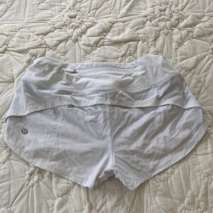 White Lulu Lemon Speed It Up Shorts